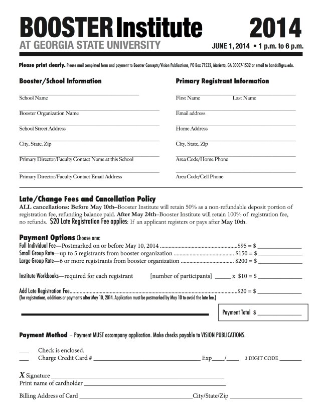 2014 Booster Institute APPLICATION PACKET 2